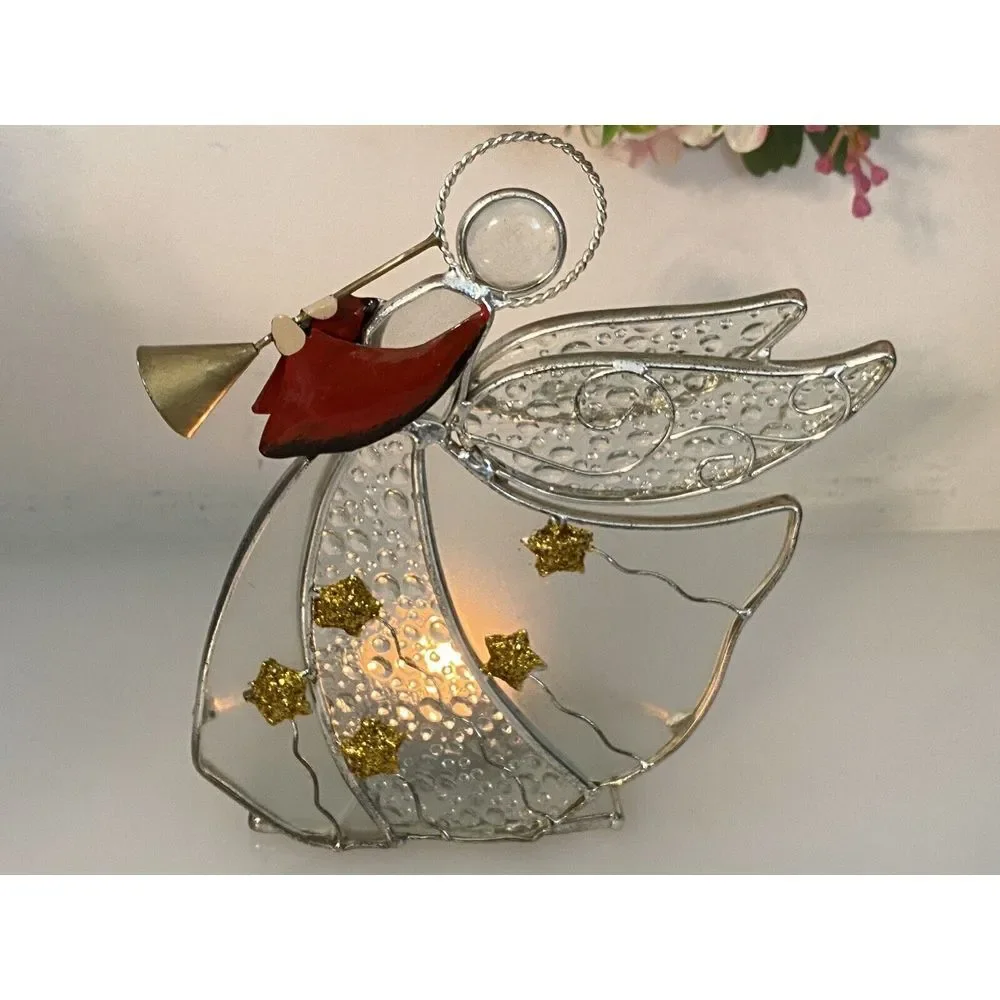 Angel & Trumpet Votive Glass Silver Plated Candle Holder International Silver Co